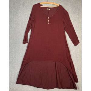 Anself Midi Dress 3XL Burgundy Red Gauze Lagenlook Layered Relaxed Beach witchy